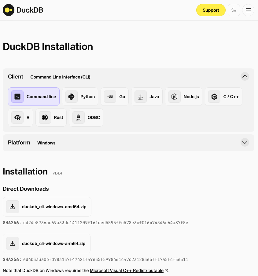 Téléchargement de l'exécutable